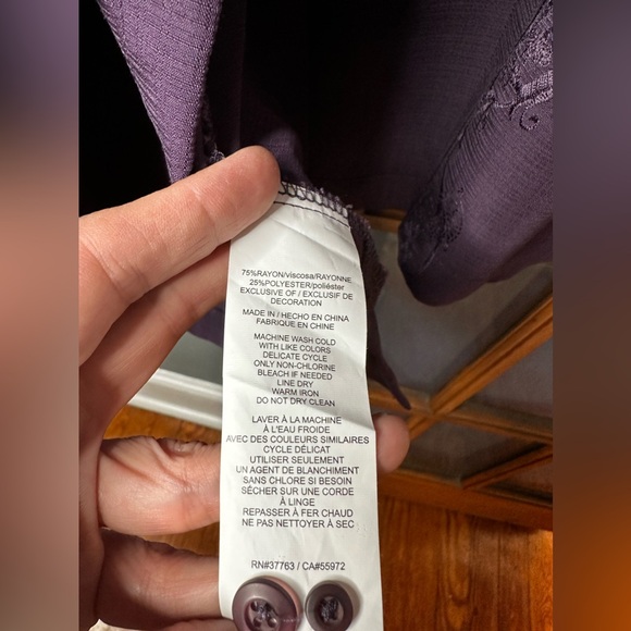 CUBAVERA Vintage Purple Embroidered Front Button-Up Short Sleeve Shirt 3XLT - Picture 7 of 9